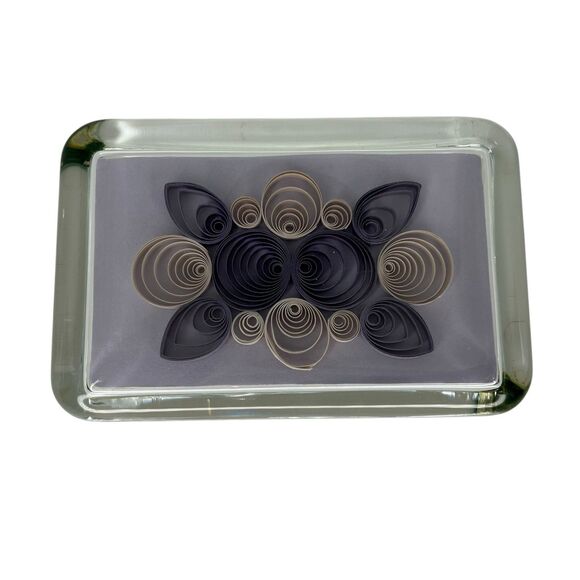 Vtg Mixed Crystal Glass Art Paperweight Lot of 3 Paper Quilled, Faceted, Domed - Picture 3 of 11